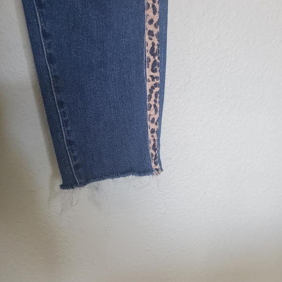 Paige Leopard Tux Stripe Skinny Jeans Size 27 - Picture 8 of 12